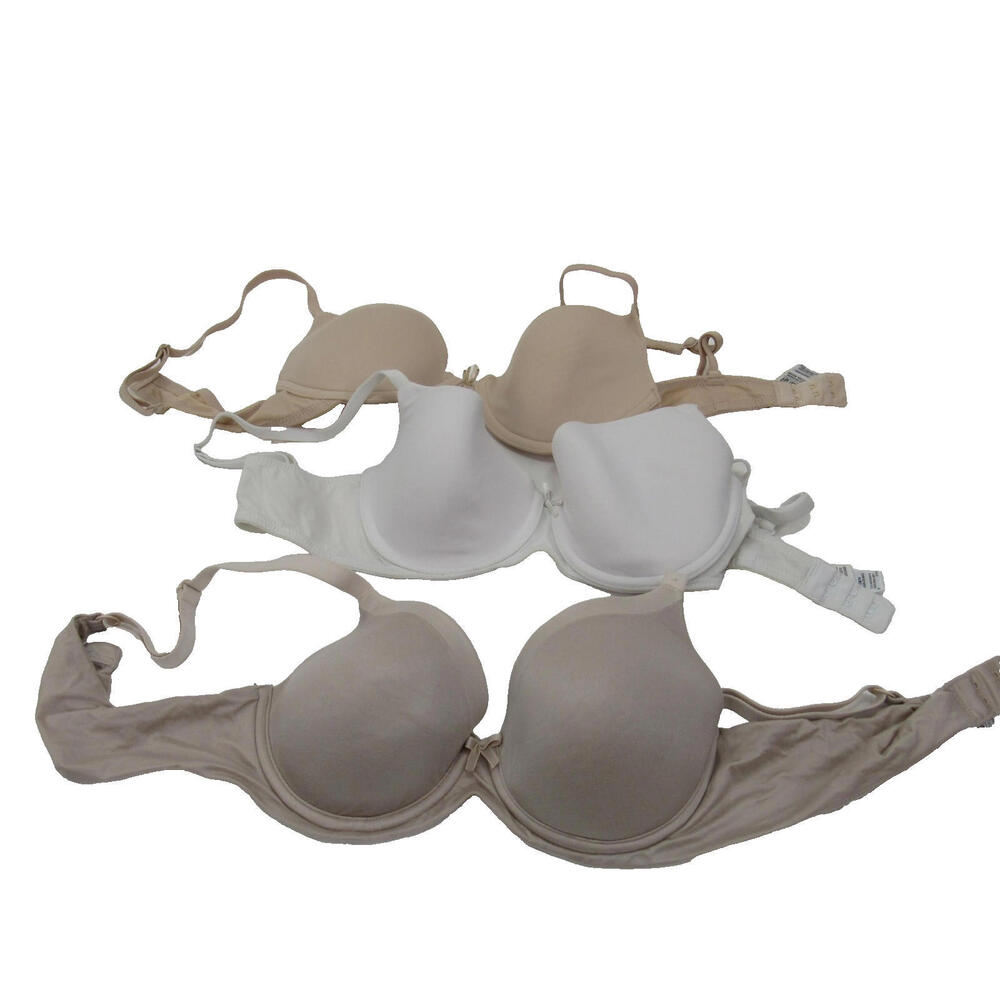 Marks‎ & Spencer Bra Womens 34B Three Pack Natural Mix White Fawn Lightly Padded
